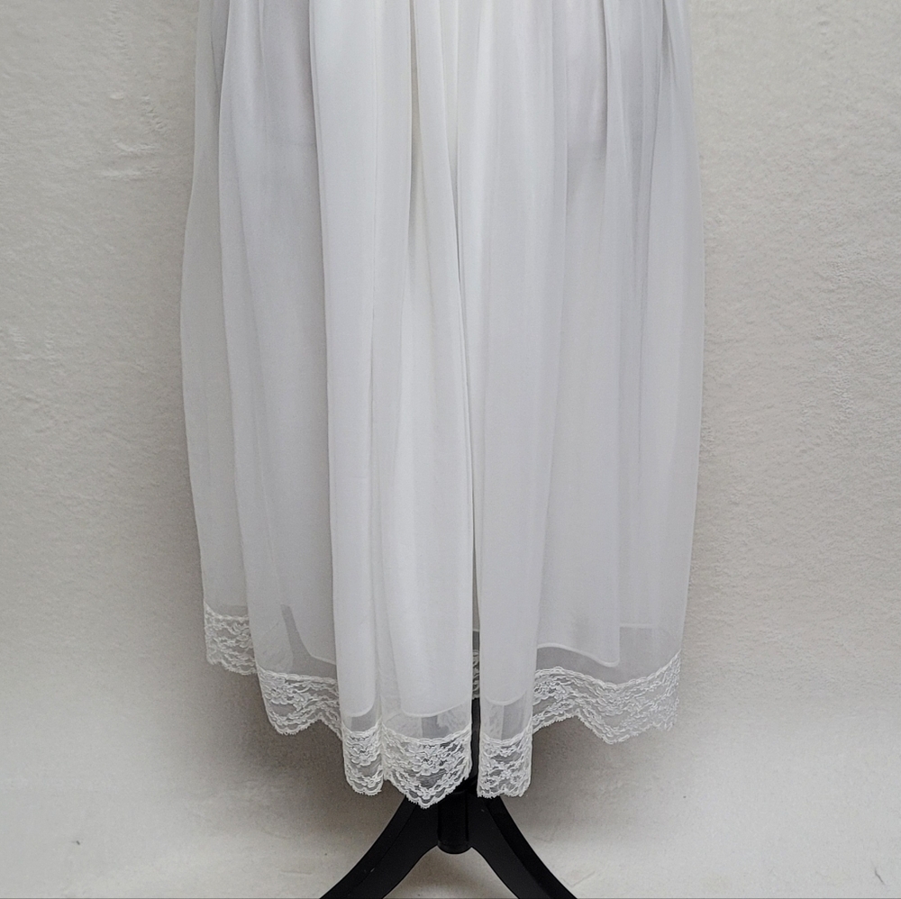 Lady Leonora Rare Vintage 40s White Chiffon Pink Satin Lace Peignoir Two-Piece - Picture 9 of 16